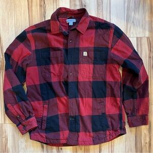 Large Carhartt red / black fleece lined flannel.